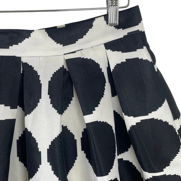 Gracia High-Low Skirt Black White Polka Dot Pleated Asymmetrical Ribbon Hem Sz L - Picture 4 of 15